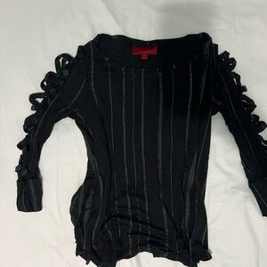 Jennifer Lopez Black Long Sleeve Top with Cut-Out Details